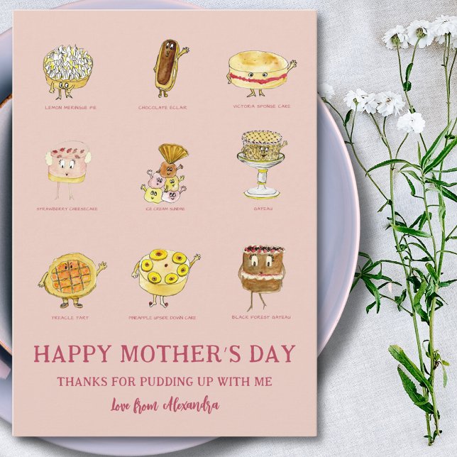 Cartes Pour Fêtes Annuelles Drôle Fête des mères de dire (Cute cake cartoon funny Mother’s Day greetings card)