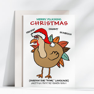 Cartes Pour Fêtes Annuelles Drôle Fowl Turquie Santa Hat Noël