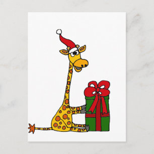 Cartes Pour Fêtes Annuelles Drôle Giraffe à Santa Hat Design de Noël