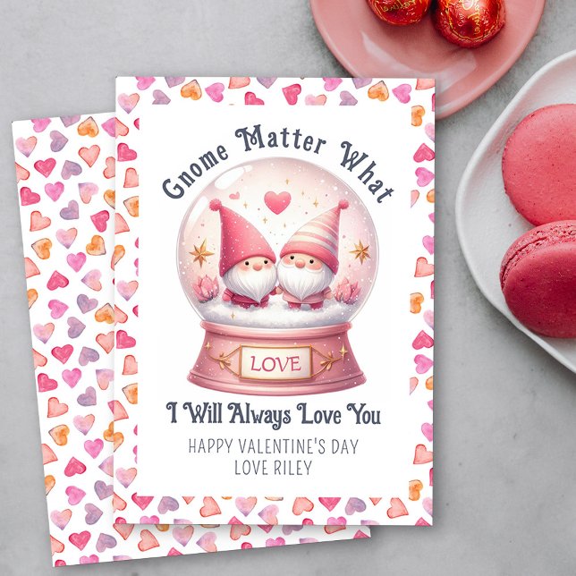 Cartes Pour Fêtes Annuelles Drôle Gnome Matter Quelle Mignonne Saint-Valentin (Funny Valentine Card .. Gnome Matter What I will always love you - Order Printed or Instand Download)