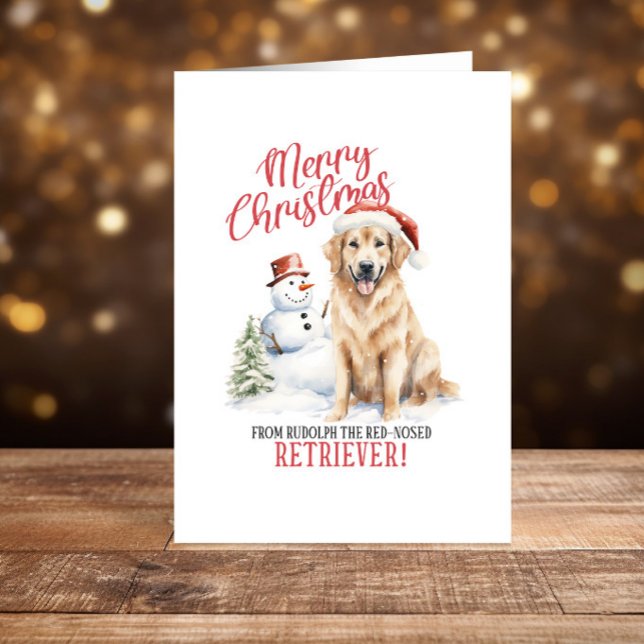 Cartes Pour Fêtes Annuelles Drôle golden retriever Noël Joyeux jours fériés (Créateur téléchargé)