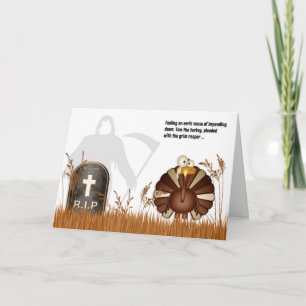 Cartes Pour Fêtes Annuelles Drôle Grim Reaper Tom la Turquie Thanksgiving