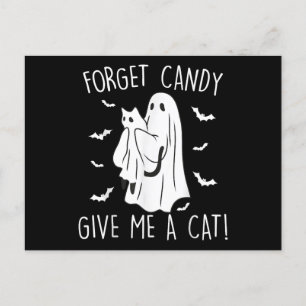 Cartes Pour Fêtes Annuelles Drôle Halloween Cat Ghost Oublier Candy Donner Moi