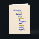 Cartes Pour Fêtes Annuelles Drôle Hanoukka Love Latkes Lights Blue Custom<br><div class="desc">Drôle Hanoukka Love Latkes Lights en Blue Holiday Card avec lettre ou message personnalisé à l'intérieur</div>