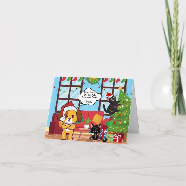 Cartes Pour Fêtes Annuelles Drôle Humour de Noël Bah Hum Chien (Devant)