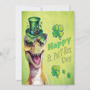 Cartes Pour Fêtes Annuelles Drôle irlandais Dinosaur leprechaun Jour de la Sai