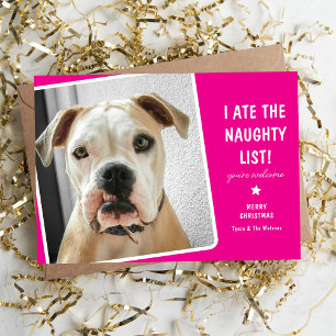 Cartes Pour Fêtes Annuelles Drôle "J'ai mangé la Liste Vilain" Chien Mignon