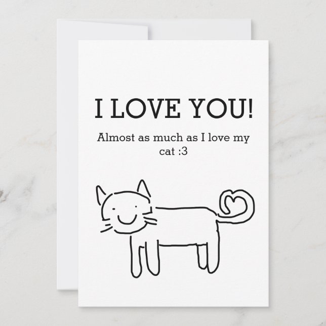Cartes Pour Fêtes Annuelles Drôle Je T'aime Mon Chat Saint-Valentin (Devant)