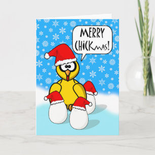 Cartes Pour Fêtes Annuelles Drôle Joyeux Chickmas, Poulet de Noël