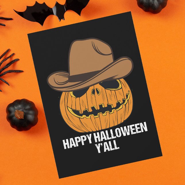 Cartes Pour Fêtes Annuelles Drôle Joyeux Halloween à tous Cowboy Citrouille (Créateur téléchargé)