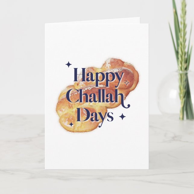 Cartes Pour Fêtes Annuelles Drôle Joyeux Jours de Challah Hanoukka Aquarelle  (Devant)