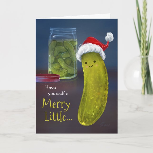 Cartes Pour Fêtes Annuelles Drôle Joyeux Noël Petit Père Noël Pickle (Devant)