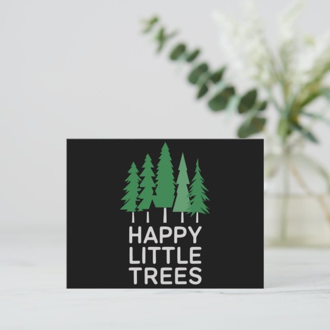 Cartes Pour Fêtes Annuelles Drôle Joyeux Petits Arbres Cadeaux Camping (Debout devant)