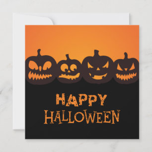 Cartes Pour Fêtes Annuelles Drôle Joyeux Quartet Citrouille sculpté Halloween