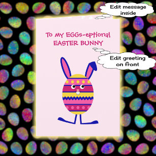 Cartes Pour Fêtes Annuelles Drôle lapin d'oeuf de Pâques texte personnalisé