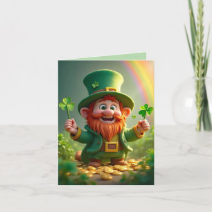 Cartes Pour Fêtes Annuelles Drôle leprechaun avec des shamrocks et des pièces