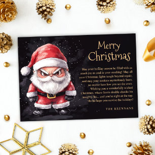 Cartes Pour Fêtes Annuelles Drôle Mal Naughty Père Noël Joyeux Noël