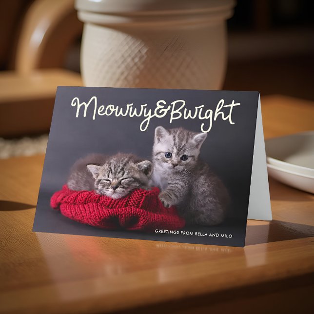 Cartes Pour Fêtes Annuelles Drôle Meowwwy et Vacances de Bwight | Salutation p (Créateur téléchargé)
