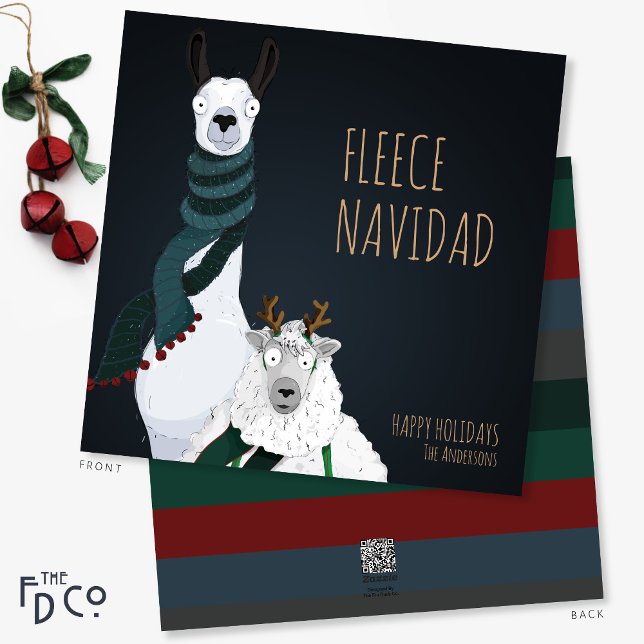 Cartes Pour Fêtes Annuelles Drôle mignon chic Quirky "Fleece Navidad" Pun (Créateur téléchargé)