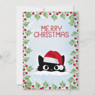 Cartes Pour Fêtes Annuelles Drôle mignon comique Whimsical Chat Joyeux Noël