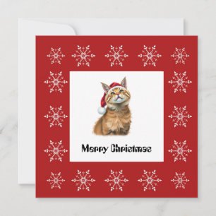 Cartes Pour Fêtes Annuelles Drôle mignon comique Whimsical Chat Joyeux Noël