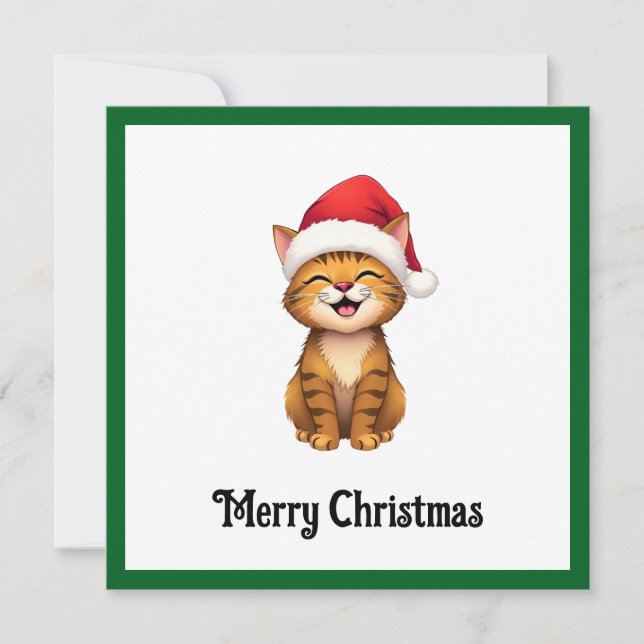 Cartes Pour Fêtes Annuelles Drôle mignon comique Whimsical Chat Joyeux Noël (Devant)