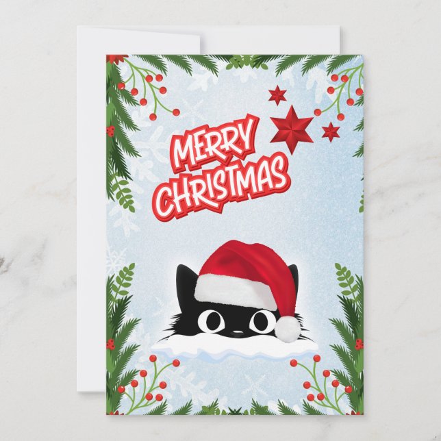 Cartes Pour Fêtes Annuelles Drôle mignon comique Whimsical Chat Joyeux Noël (Devant)