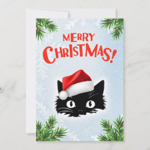 Cartes Pour Fêtes Annuelles Drôle mignon comique Whimsical Chat Joyeux Noël