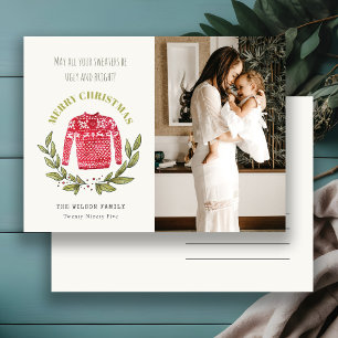 Cartes Pour Fêtes Annuelles Drôle mignon Doux moche Rouge Vert Photo Noël