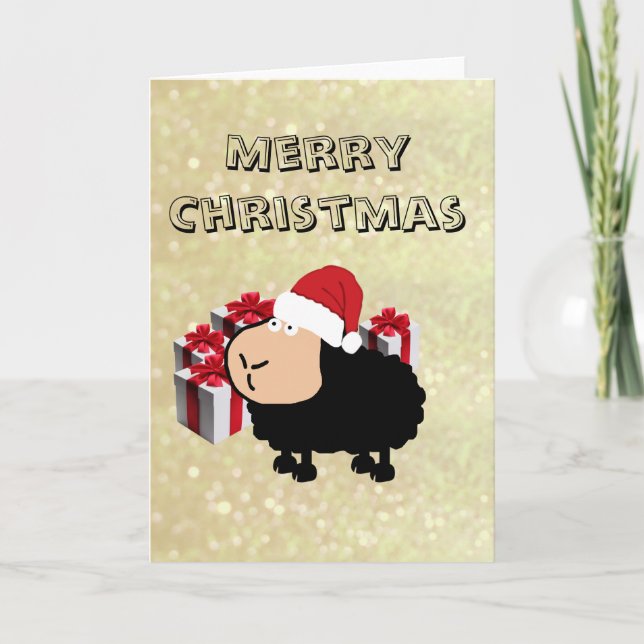 Cartes Pour Fêtes Annuelles Drôle mignon Père Noël dessin animé mouton Noël (Devant)
