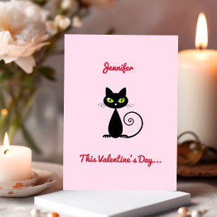Cartes Pour Fêtes Annuelles Drôle Mignonne Valentine Be Mine Chat Noir Avec No