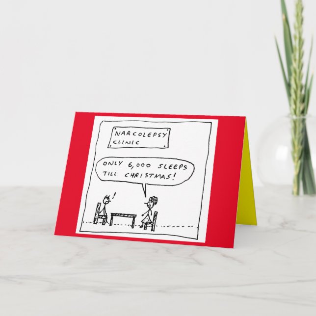 Cartes Pour Fêtes Annuelles Drôle Narcolepsy Dormir Noël Cartoon Plaisanterie (Devant)