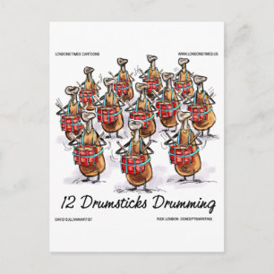Cartes Pour Fêtes Annuelles Drôle Noël 12 Tambours Drumming Cadeaux & Tee