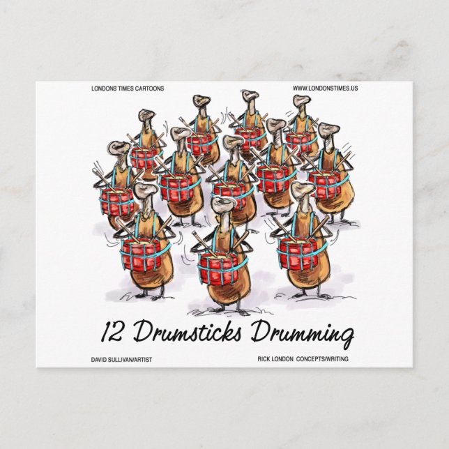 Cartes Pour Fêtes Annuelles Drôle Noël 12 Tambours Drumming Cadeaux & Tee (Devant)