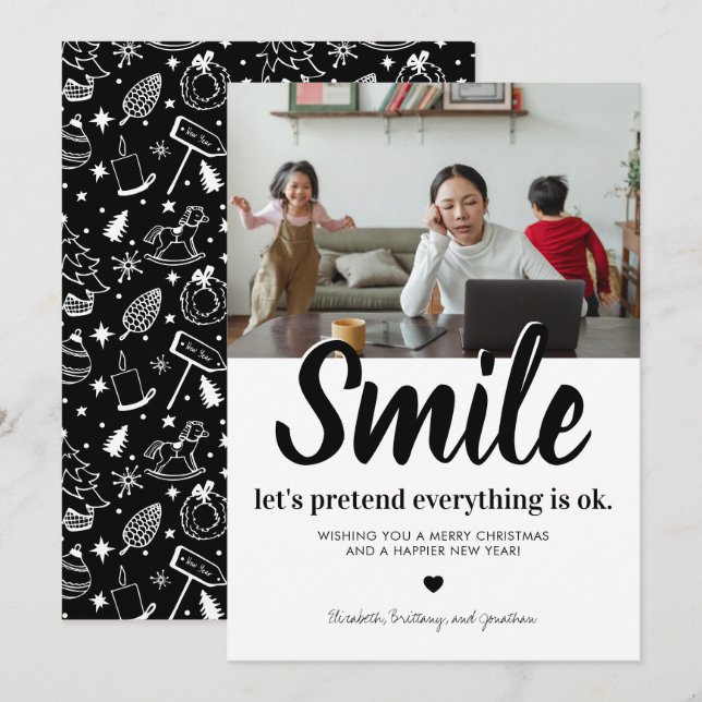 Cartes Pour Fêtes Annuelles Drôle Noël 2021 (Devant / Derrière)