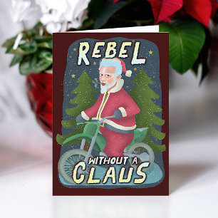 Cartes Pour Fêtes Annuelles Drôle Noël le Humour de moto du Père Noël Rebel