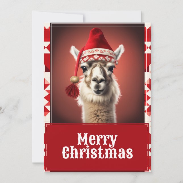Cartes Pour Fêtes Annuelles Drôle Noël Llama (Devant)