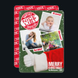 Cartes Pour Fêtes Annuelles Drôle Noël Père Noël Liste Officielle Nice | Photo<br><div class="desc">Montrez les 'reçus' de votre statut confirmé avec une adorable carte photo de Noël avec Père Noël lui-même donnant les pouces sur sa belle liste de fichiers photo. Avec un énorme tampon d'approbation en haut à gauche cette drôle de carte de voeux de vacances en trois photos ne fait aucune...</div>