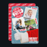 Cartes Pour Fêtes Annuelles Drôle Noël Père Noël Liste Officielle Nice | Photo<br><div class="desc">Montrez les 'reçus' de votre statut confirmé avec une adorable carte photo de Noël avec Père Noël lui-même donnant les pouces sur sa belle liste de fichiers photo. Avec un énorme tampon d'approbation en haut à gauche cette drôle de carte de voeux de vacances en trois photos ne fait aucune...</div>
