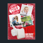 Cartes Pour Fêtes Annuelles Drôle Noël Père Noël Liste Officielle Nice | Photo<br><div class="desc">Montrez votre statut confirmé avec une adorable carte photo de Noël avec Père Noël lui-même donnant les pouces sur sa belle liste. Avec un énorme tampon d'approbation en haut à gauche cette drôle de carte postale de vacances trois photos ne fait aucune erreur de qui a fait la belle liste....</div>