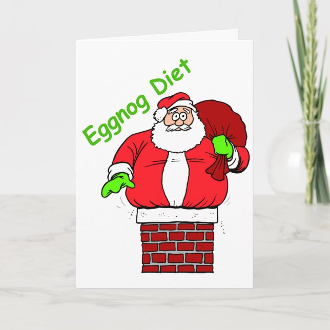 Cartes Pour Fêtes Annuelles Drôle Noël plaisanterie Santa Claus Eggnog Diet (Devant)