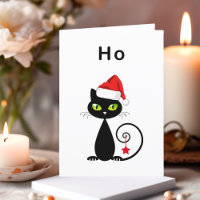 Drôle noir assis Père Noël Chat de Noël