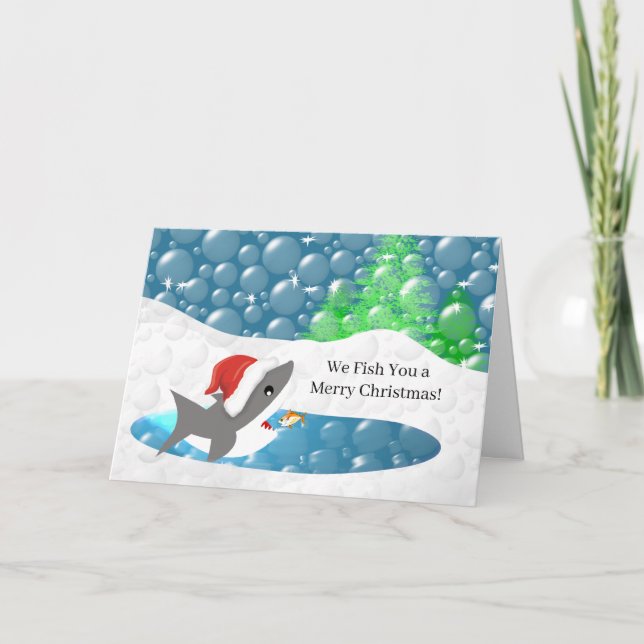 Cartes Pour Fêtes Annuelles Drôle - Nous vous pêchons un joyeux requin Noël (Devant)