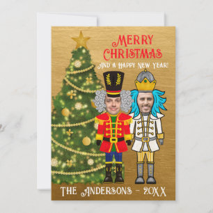 Cartes Pour Fêtes Annuelles Drôle Nutcrackers Ajouter Votre Visage Joyeux Noël