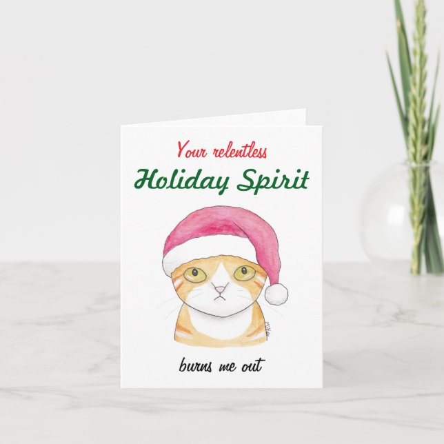 Cartes Pour Fêtes Annuelles Drôle Orange Tabby Gingembre Grumpy Chat Noël (Devant)