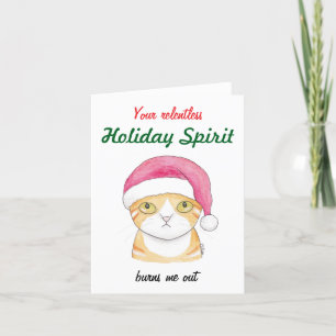 Cartes Pour Fêtes Annuelles Drôle Orange Tabby Gingembre Grumpy Chat Noël