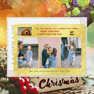 Cartes Pour Fêtes Annuelles Drôle Pawsitive Chien Chat 4 Photos Minimaliste Go