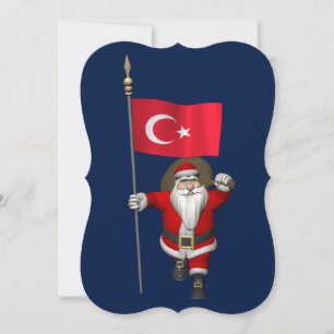 Cartes Pour Fêtes Annuelles Drôle Père Noël Avec Drapeau De Turquie