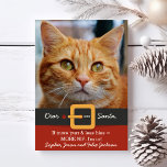 Cartes Pour Fêtes Annuelles Drôle Père Noël Chat Plus Pur Moins Sa Photo<br><div class="desc">Drôle chat thème carte de vacances avec les mots "Cher Père Noël, si plus purr & moins les siens = PLUS NIP, je suis dedans". Ajoutez la photo de votre chat et vos noms pour customiser. L'arrière dispose d'un motif empreinte de patte. Parfait pour l'amoureux des chats, le soignant, le...</div>