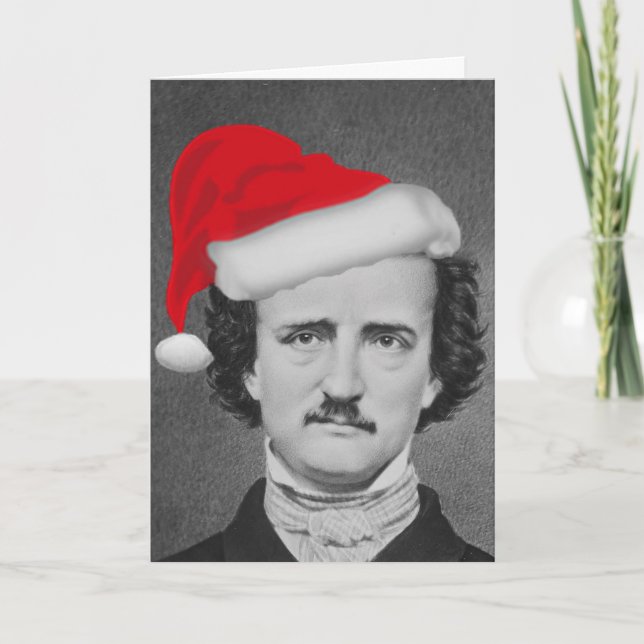 Cartes Pour Fêtes Annuelles Drôle Père Noël Poe - Quoth The Raven Joyeux Noël (Devant)